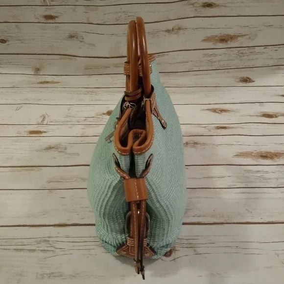 Fossil Woven Rattan Soft Seafoam Green Satchel Bag - Picture 4 of 16